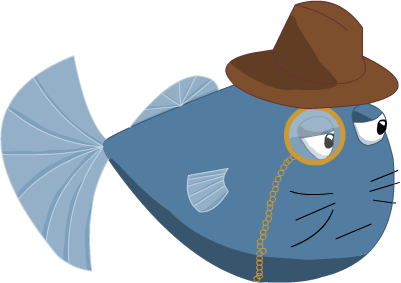 A drawing of a catfish wearing a hat; The Ironic Catfish